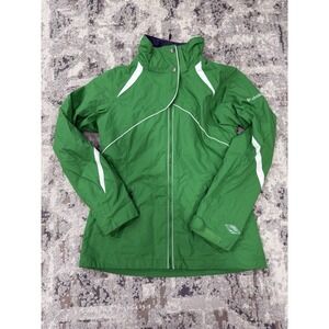 Columbia Sportswear Omni-Tech Womens Removable Hood Green White Zip Jacket S